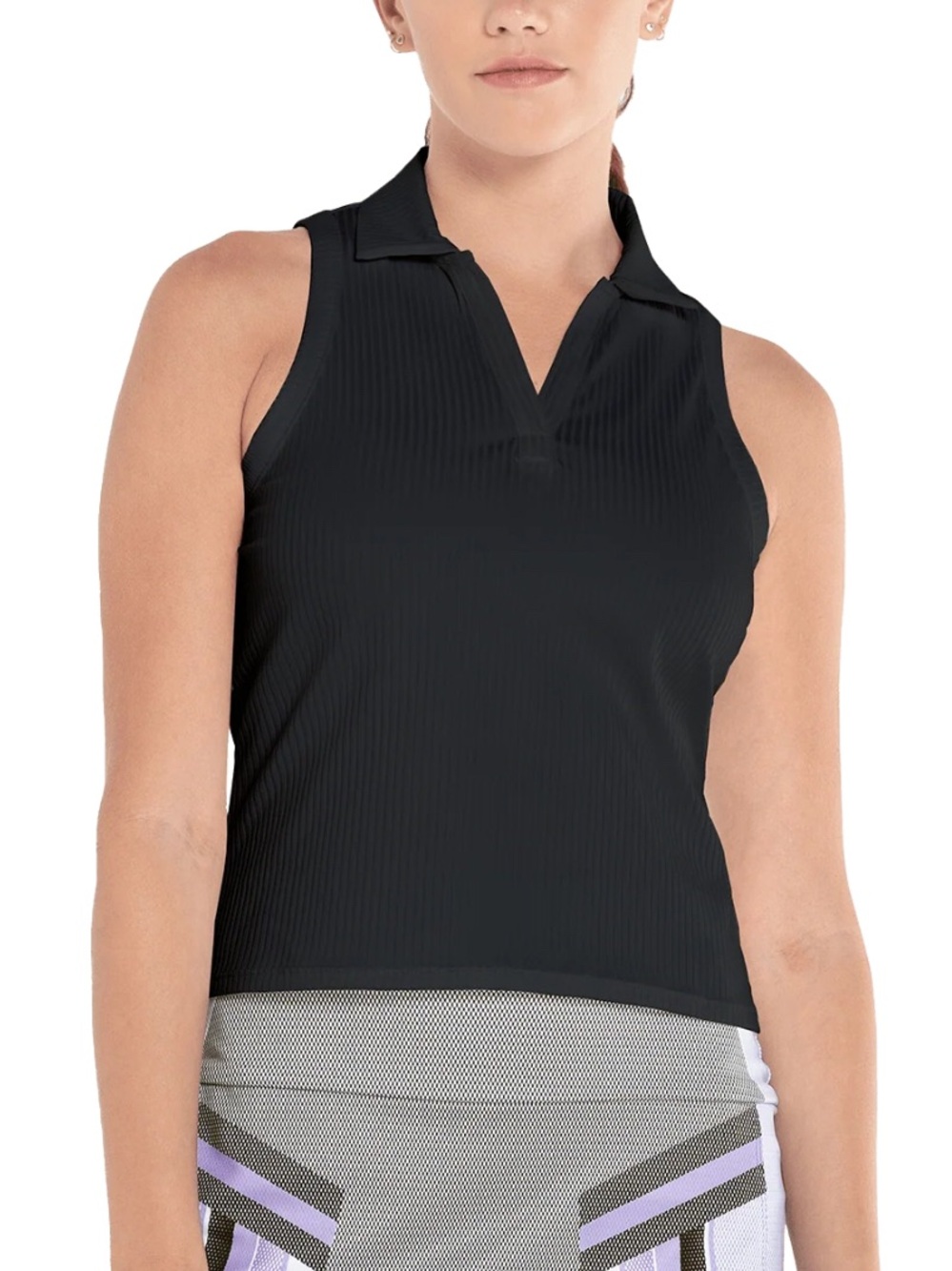 K-Swiss Women's Black Sleeveless Polo Tank Top